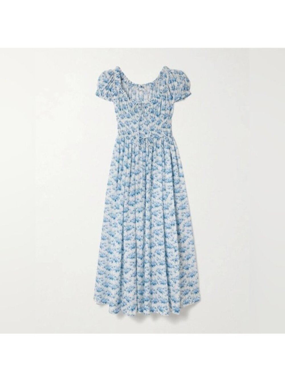 Doen Ashlynn tie-detailed floral-print organic cotton voile midi dress, M - Picture 2 of 13
